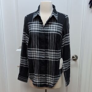 Universal Standard NWT Size 0 Elbe Classic Fit Stretch Cotton Flannel Button-Up